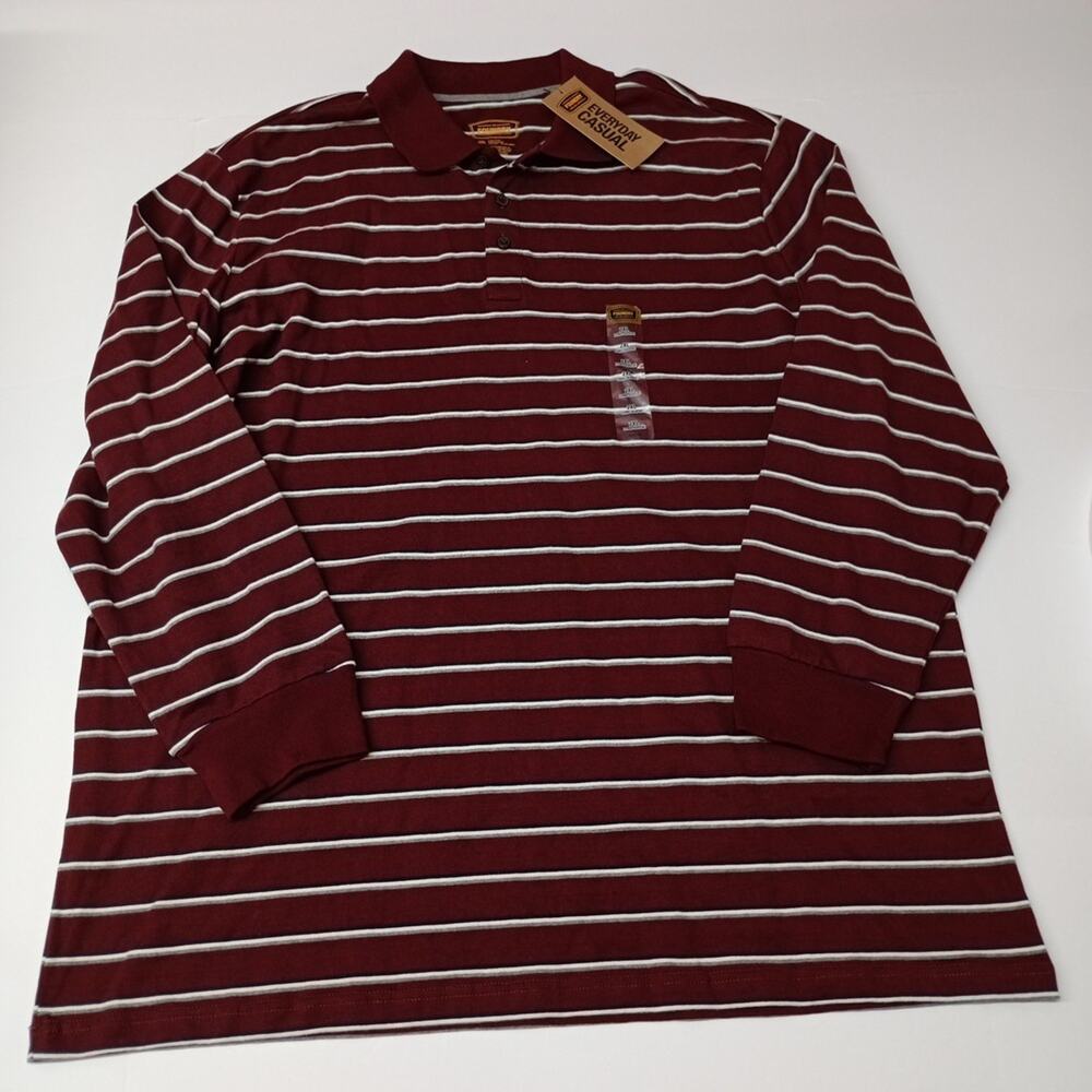 The Foundry Polo Shirt Men's Size 2XL XXL Burgundy Stripped